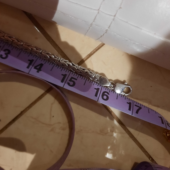 New AUTHENTIC GENUINE PLATINUM STERLING SILVER CHUNKY WIDE BYZANTINE CHAIN 16.75 - Picture 5 of 10